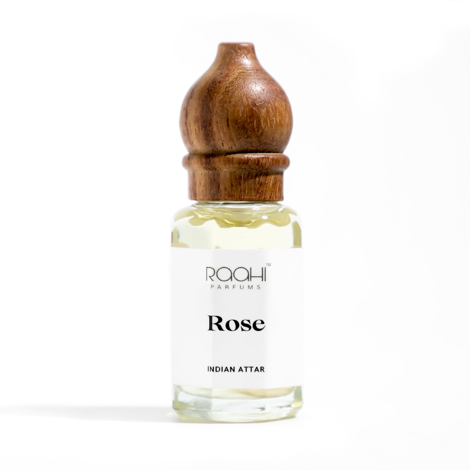 Raahi Parfums Rose Attar, 12ml, Kannauj Traditional Process, Unisex Fragrance - label detail