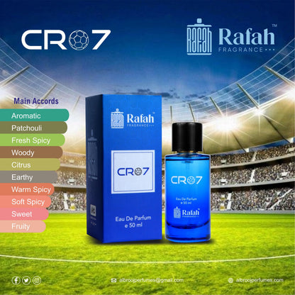 Rafah Fragrance CR07 Eau De Parfum 50ml, Aromatic Woody Citrus Fragrance for Men, Daily Wear EDP Spray - packaging