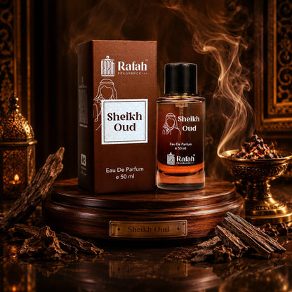 Rafah Fragrance Sheikh Oud Eau De Parfum, 50ml, Unisex Woody Amber Fragrance