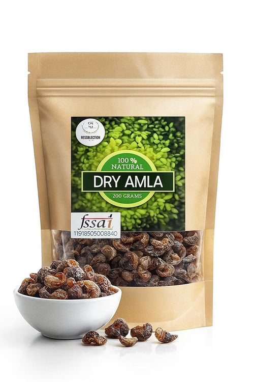 RAINTECH HERBALS Dry Amla Pieces, 200g, Organic Indian Gooseberry (Phyllanthus Emblica) - Dried Fruit