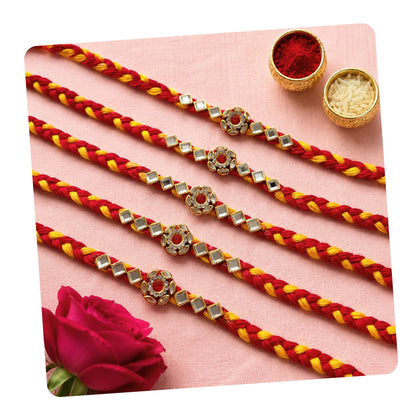 Rakhi set for brother 5pcs with roli chawal | Traditional Handmade rakhdi for bhai | Raksha Bandhan Combo