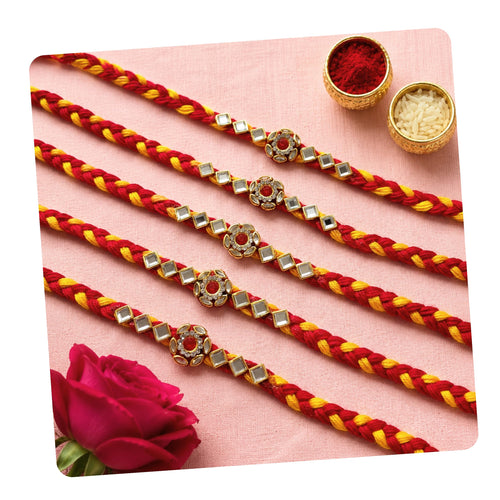 Rakhi set for brother 5pcs with roli chawal | Traditional Handmade rakhdi for bhai | Raksha Bandhan Combo