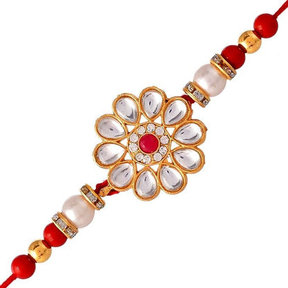 Rakhi Set for Brother with Roli Chawal, Kundan Rakhi, Pack of 2, Raksha Bandhan Pooja Supplies