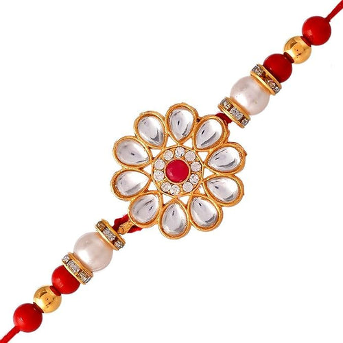 Rakhi Set for Brother with Roli Chawal, Kundan Rakhi, Pack of 2, Raksha Bandhan Pooja Supplies