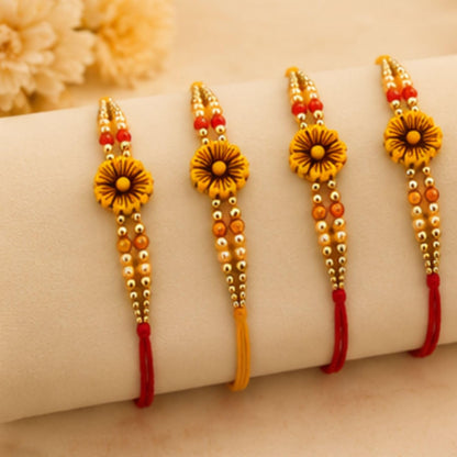 Rakhi Set of 5 Rakhi Gift Combo for Brother Boy Men Kids, Rudraksh Rakhi Gift, Dora Kundan Meena Rakhi Band Moli Bracelet Sto