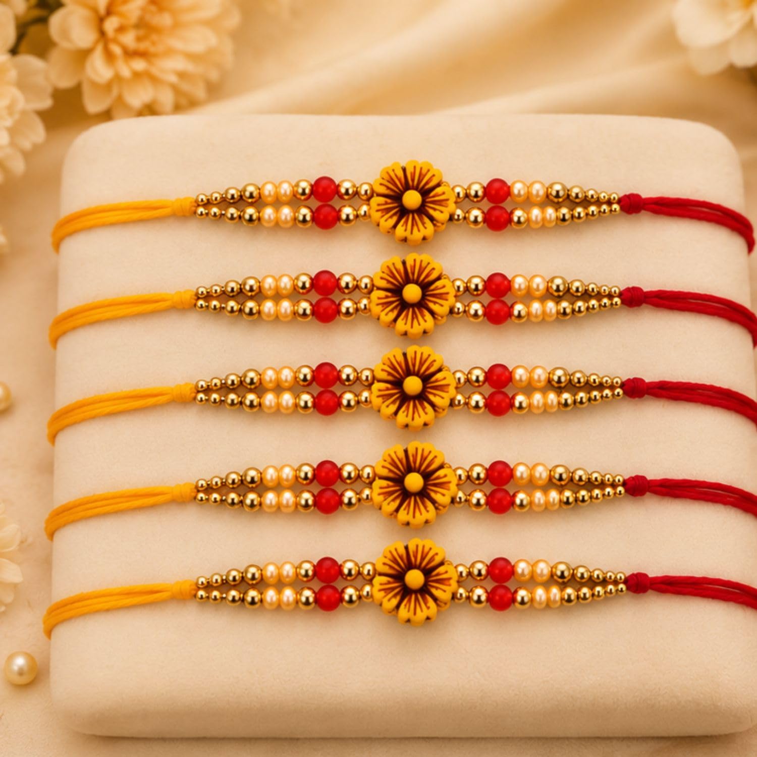 Rakhi Set of 5 Rakhi Gift Combo for Brother Boy Men Kids, Rudraksh Rakhi Gift, Dora Kundan Meena Rakhi Band Moli Bracelet Sto