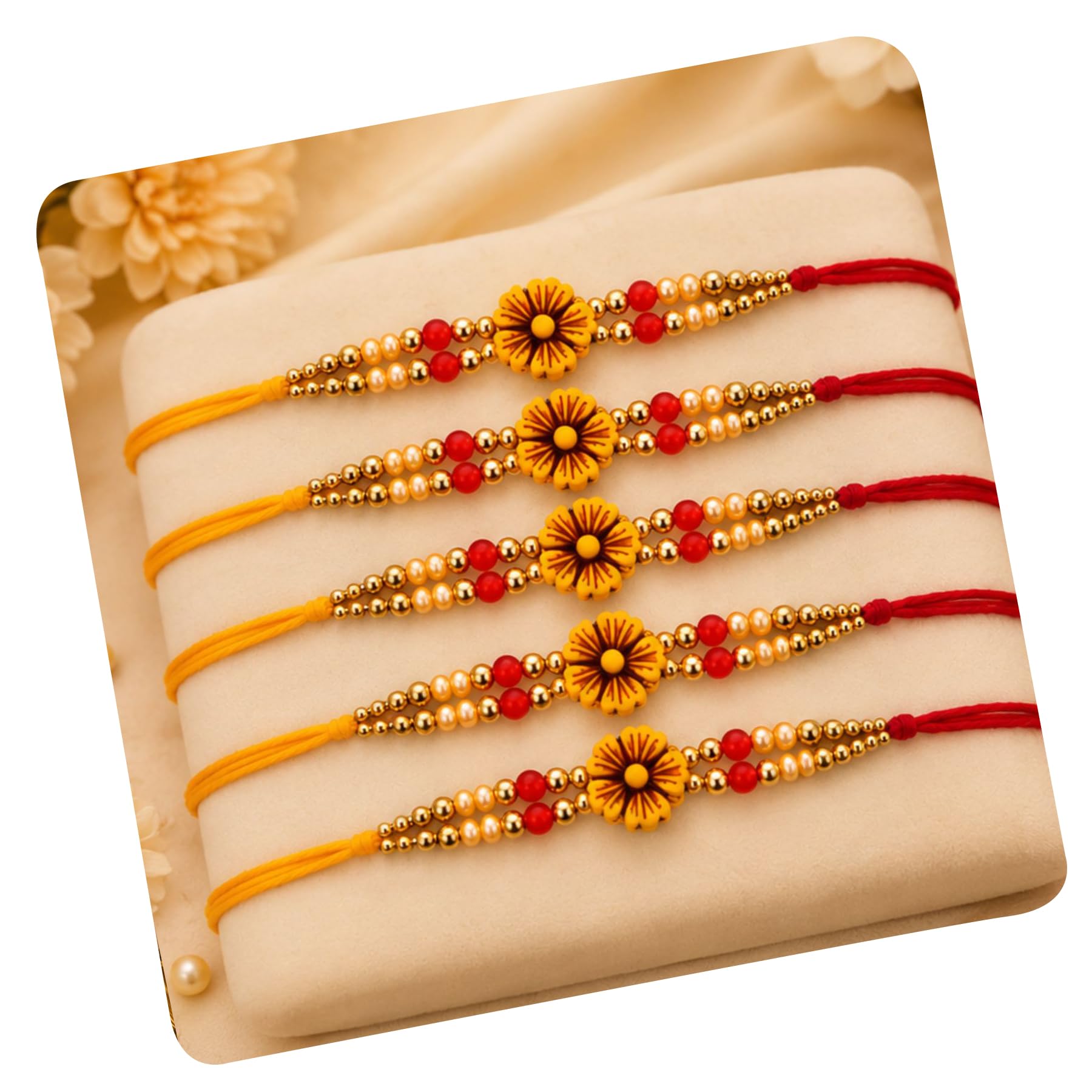 Rakhi Set of 5 Rakhi Gift Combo for Brother Boy Men Kids, Rudraksh Rakhi Gift, Dora Kundan Meena Rakhi Band Moli Bracelet Sto