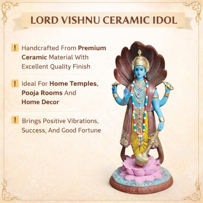 RangTara Resin Lord Vishnu on Sheshnag Idol | 12.5 Inch Antique Showpiece, Figurine for Home Pooja Mandir Decor - back view