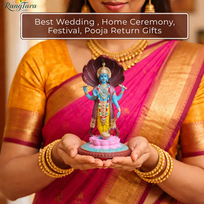 RangTara Resin Lord Vishnu on Sheshnag Idol | 12.5 Inch Antique Showpiece, Figurine for Home Pooja Mandir Decor - close-up de