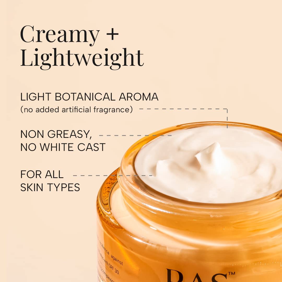 RAS OILS Super Charge Day Cream SPF 30 PA++++ with Goji Berry & Ceramides, Daily Face Moisturizer for All Skin Types - ingred