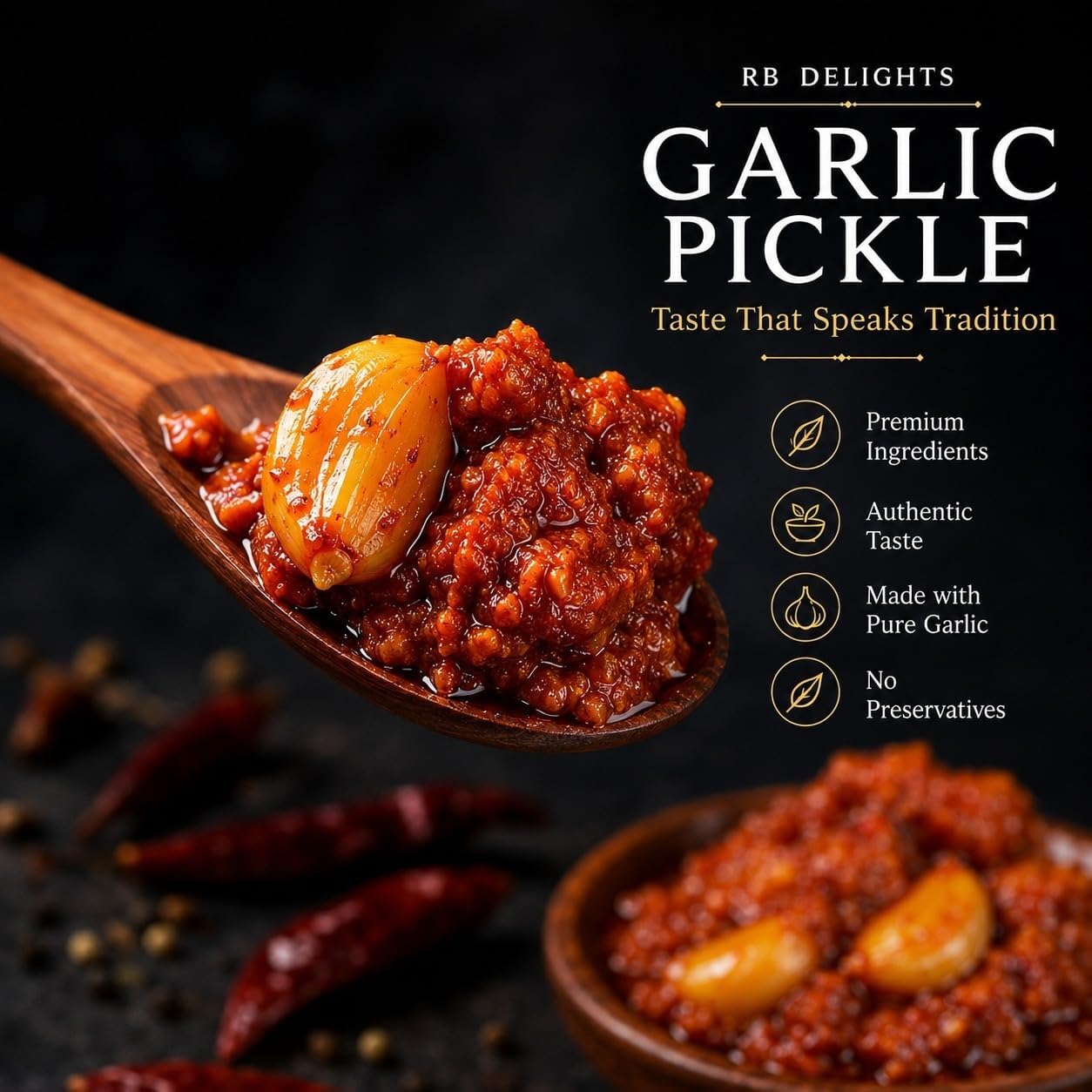 RB Delights Handmade Rajasthani Pickle Achar, No Added Preservatives, Ready to Eat Indian Pickle - label detail (17)