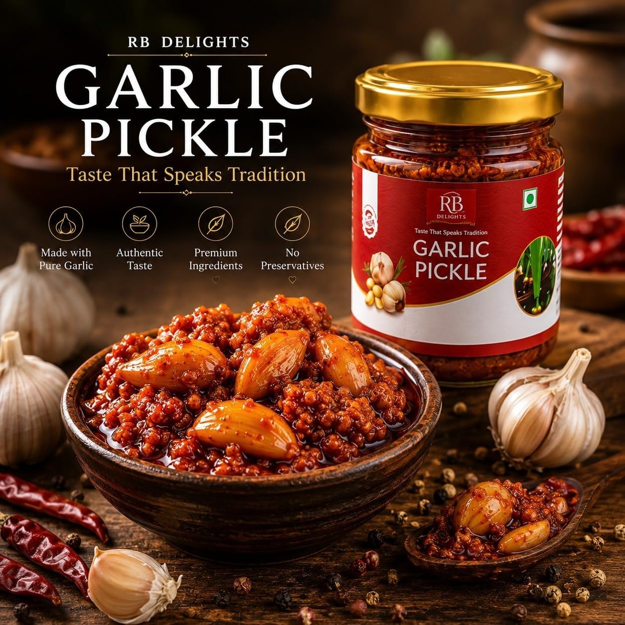RB Delights Handmade Rajasthani Pickle Achar, No Added Preservatives, Ready to Eat Indian Pickle - ingredients panel (18)
