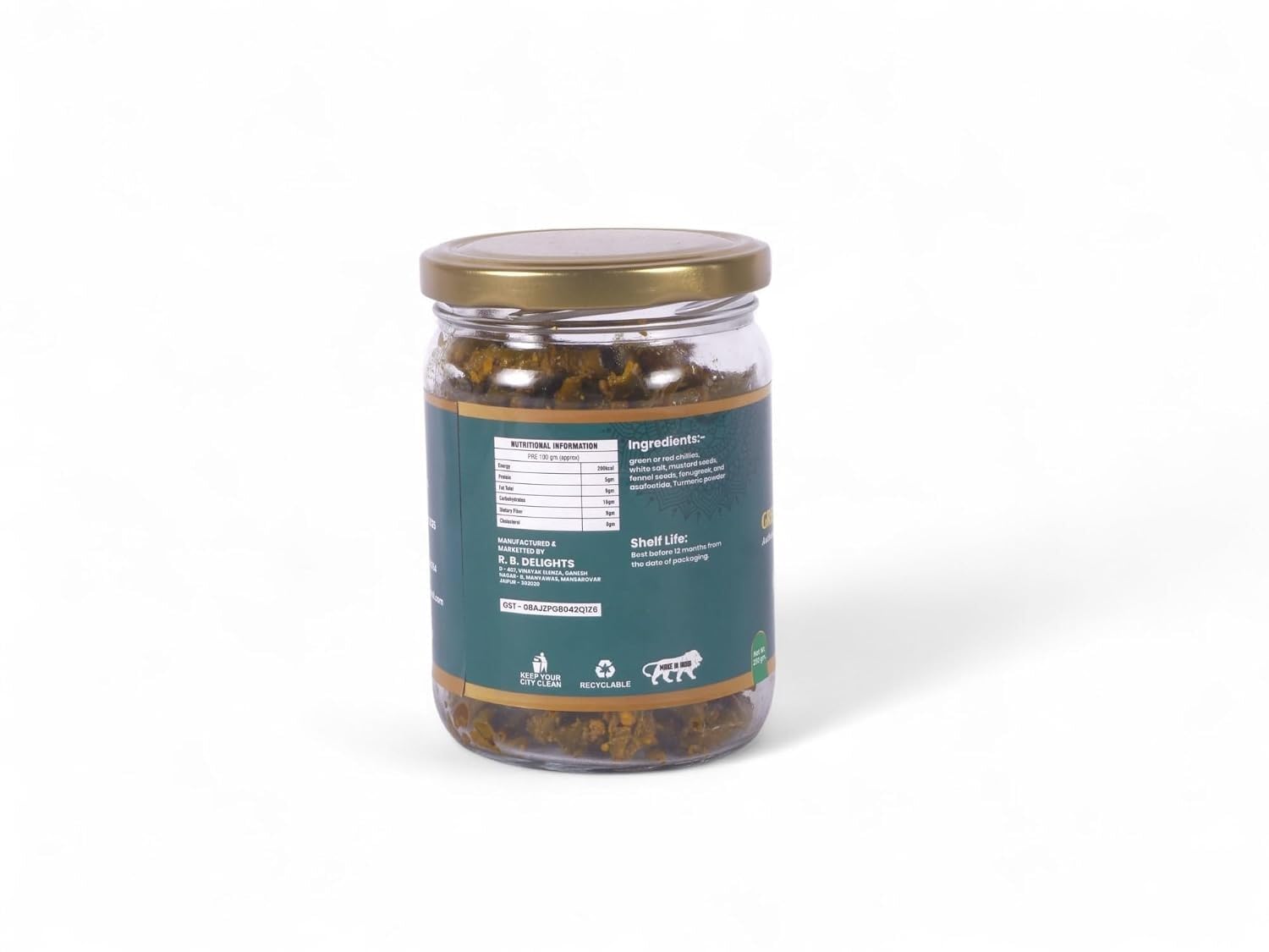 RB Delights Handmade Rajasthani Pickle Achar, No Added Preservatives, Ready to Eat Indian Pickle - back view (21)