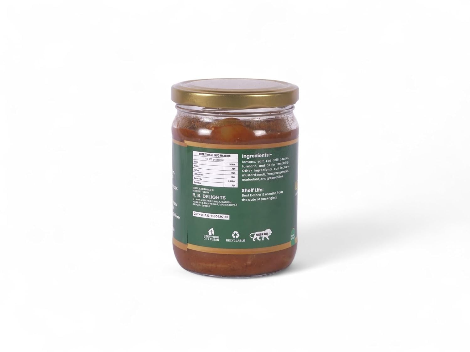 RB Delights Handmade Rajasthani Pickle Achar, No Added Preservatives, Ready to Eat Indian Pickle - back view (40)