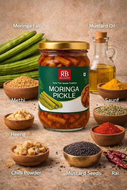 RB Delights Handmade Rajasthani Pickle Achar, No Added Preservatives, Ready to Eat Indian Pickle - back view (44)