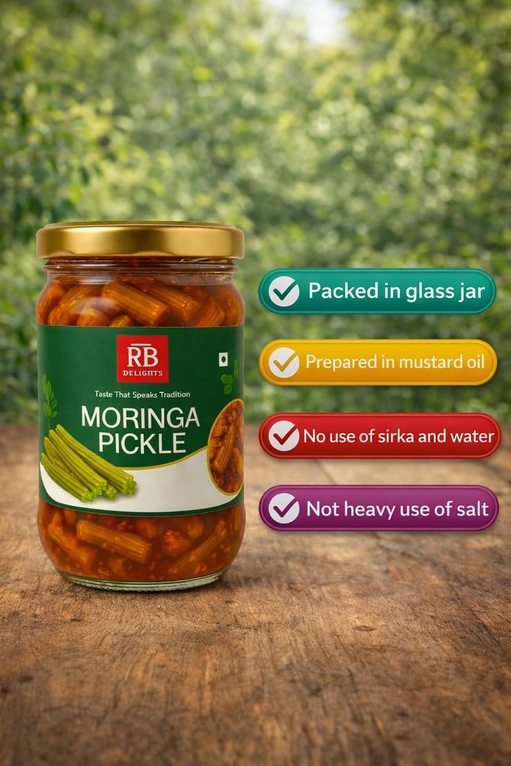 RB Delights Handmade Rajasthani Pickle Achar, No Added Preservatives, Ready to Eat Indian Pickle - ingredients panel (47)