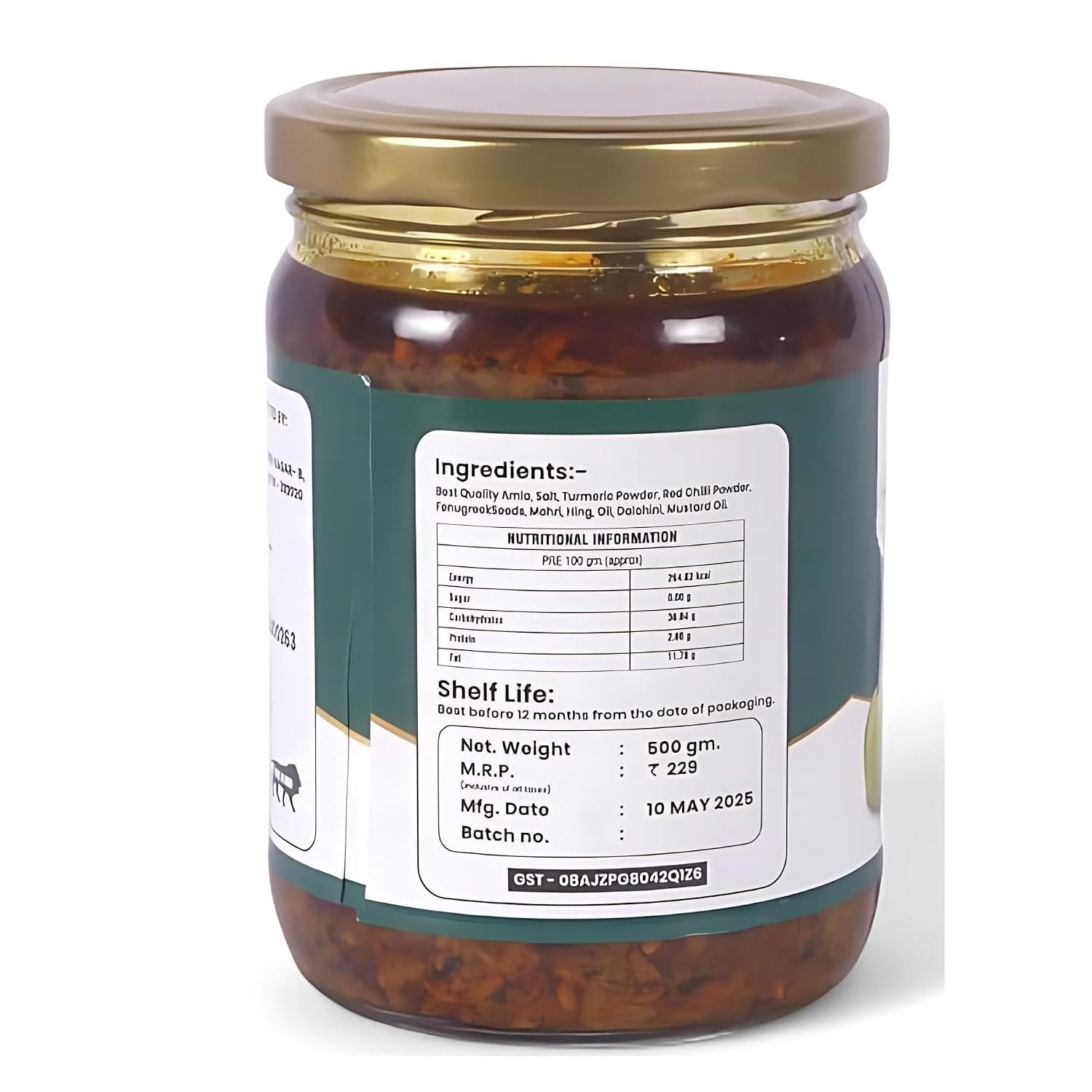 RB Delights Handmade Rajasthani Pickle Achar, No Added Preservatives, Ready to Eat Indian Pickle - label detail