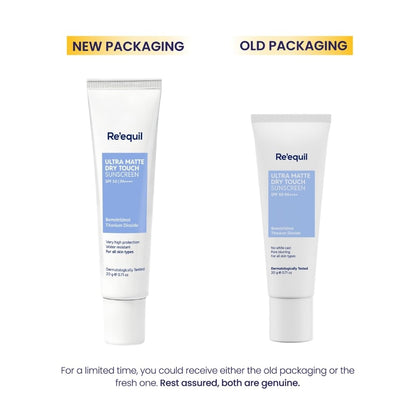 RE' EQUIL Ultra Matte Dry Touch Sunscreen Gel SPF 50 PA++++, Water & Sweat Resistant, Non-Greasy, Non-Comedogenic, For All Sk