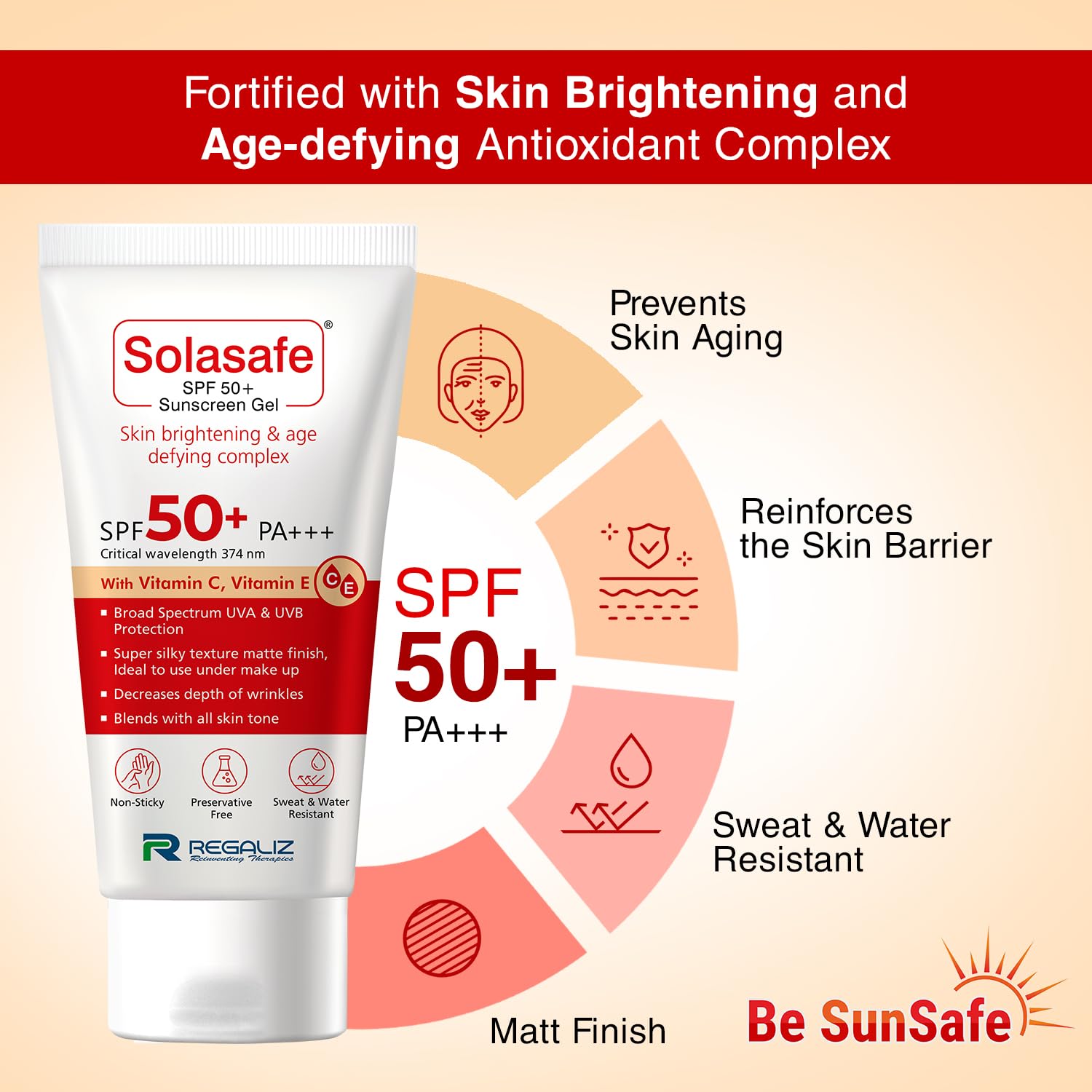 Regaliz Sunscreen SPF 50+ Broad Spectrum Water-Resistant Lightweight Formula, 50g - ingredients panel