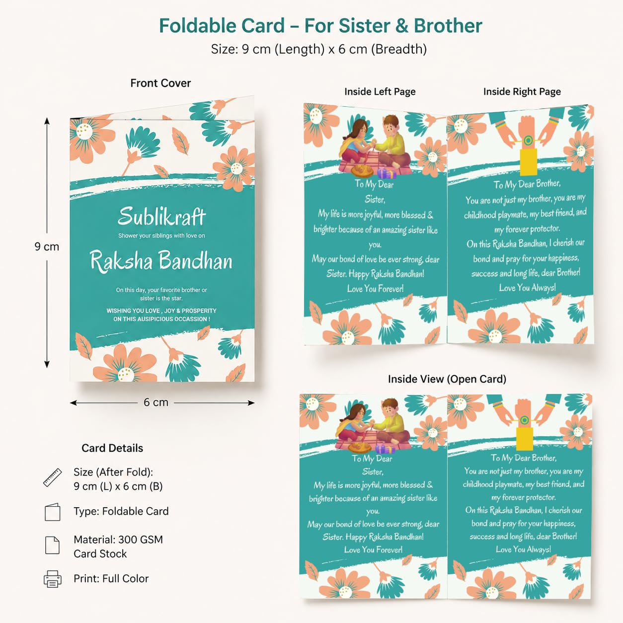 RENOVELIX Rakhi for Brother Gift Set for Big Brother & Little Brother | 2 Ceramic Printed Mugs, 2 Evil Eye Rakhis, Fridge Mag