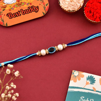 RENOVELIX Rakhi for Brother Gift Set for Big Brother & Little Brother | 2 Ceramic Printed Mugs, 2 Evil Eye Rakhis, Fridge Mag