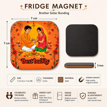 RENOVELIX Rakhi for Brother Set of 12 Evil Eye with Roli Chawal, 1 Printed Fridge Magnet & Greeting Card Combo Pack | Rakshab