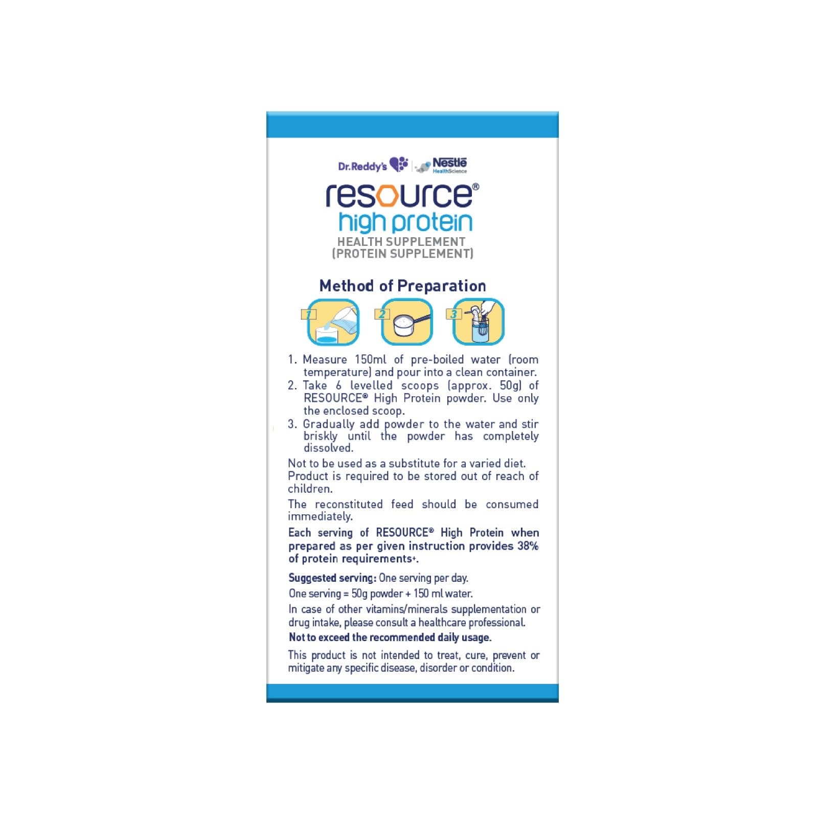 RESOURCE High Protein Powder, Vanilla Flavour, Whey Protein Supplement by Nestle Health Science - label detail (12)