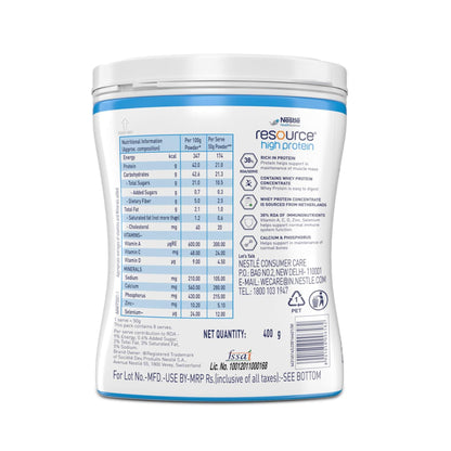 RESOURCE High Protein Powder, Vanilla Flavour, Whey Protein Supplement by Nestle Health Science - front view