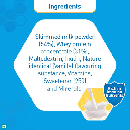 RESOURCE High Protein Powder, Vanilla Flavour, Whey Protein Supplement by Nestle Health Science - label detail