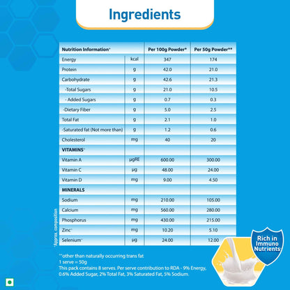 RESOURCE High Protein Powder, Vanilla Flavour, Whey Protein Supplement by Nestle Health Science - ingredients panel