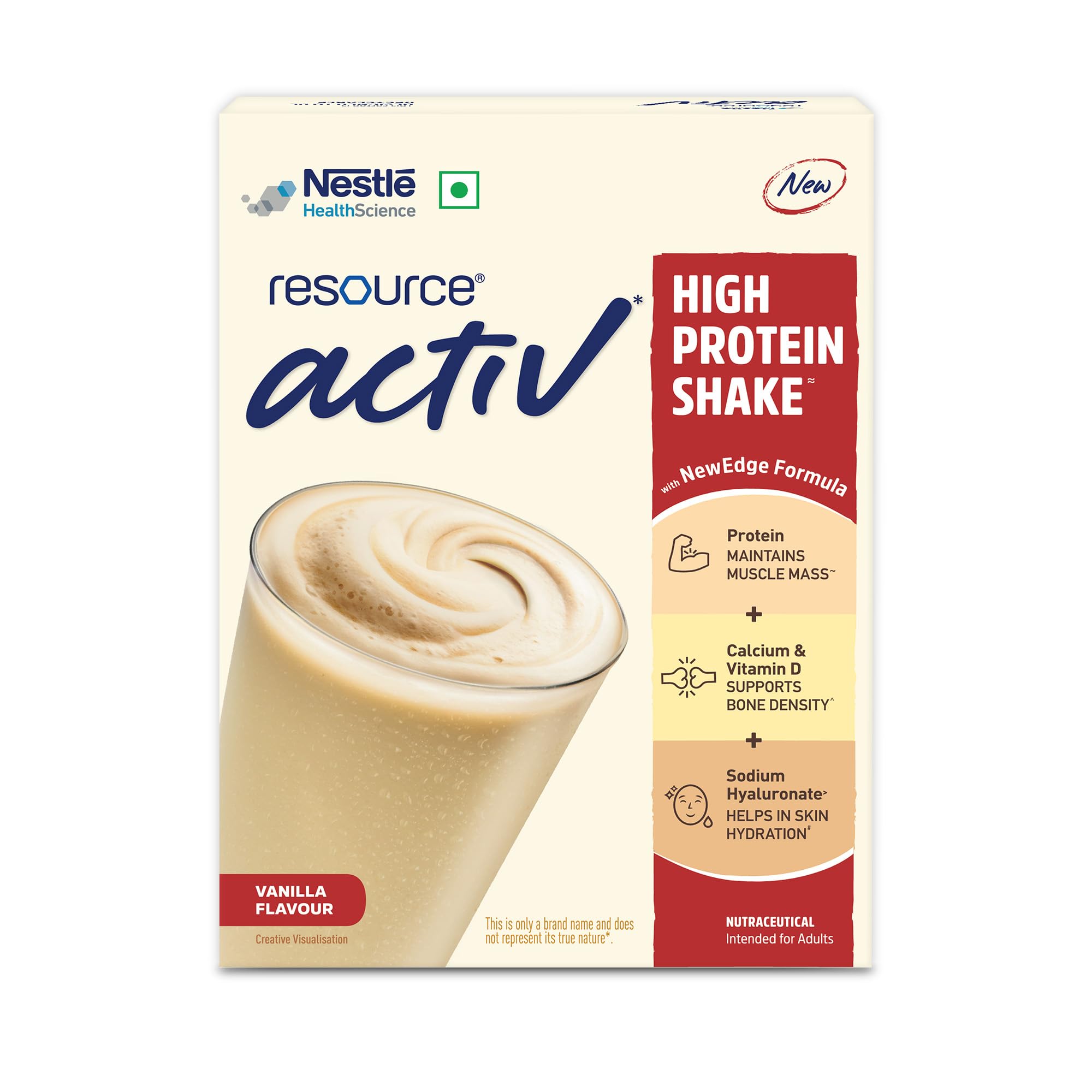 RESOURCE Nestlé Active, High Protein Shake with New Edge Formula, Vanilla Flavour, Strengthens Muscles, Bones, Immune System,