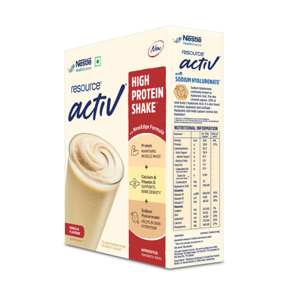RESOURCE Nestlé Active, High Protein Shake with New Edge Formula, Vanilla Flavour, Strengthens Muscles, Bones, Immune System,