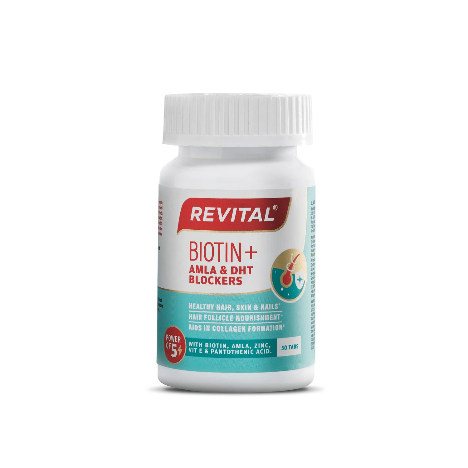 Revital Biotin Vitamin B7 Supplement with Amla, Zinc, Vitamin E & Pantothenic Acid, 50 Tablets