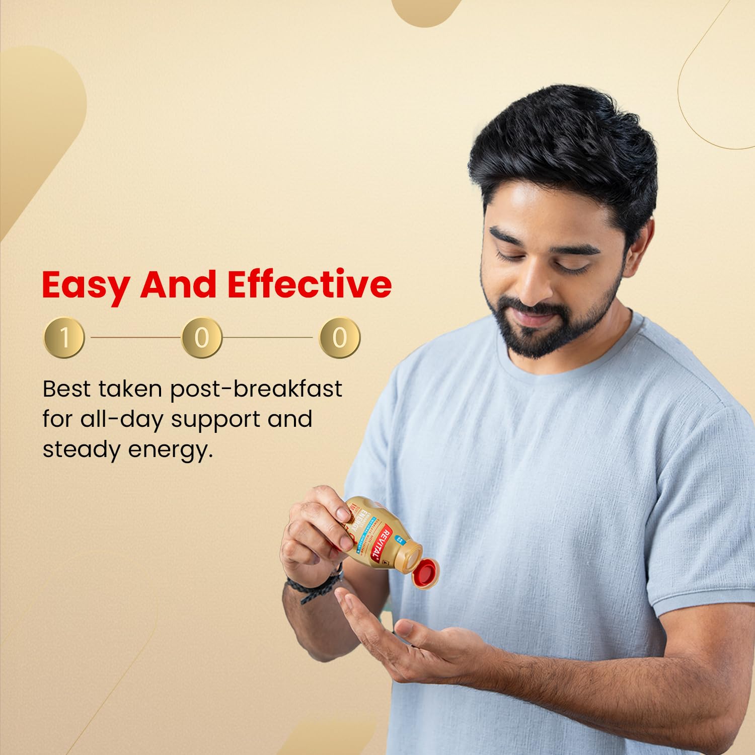 Revital Multivitamin Capsules for Men with Natural Ginseng, Vitamins and Minerals - label detail