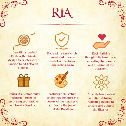Ria Designer Set of 2 Divine Lotus Pearl Rakhi for Brother Bhai Bhabhi with Roli Chawal Pack | Traditional Rakshabandhan Rakh