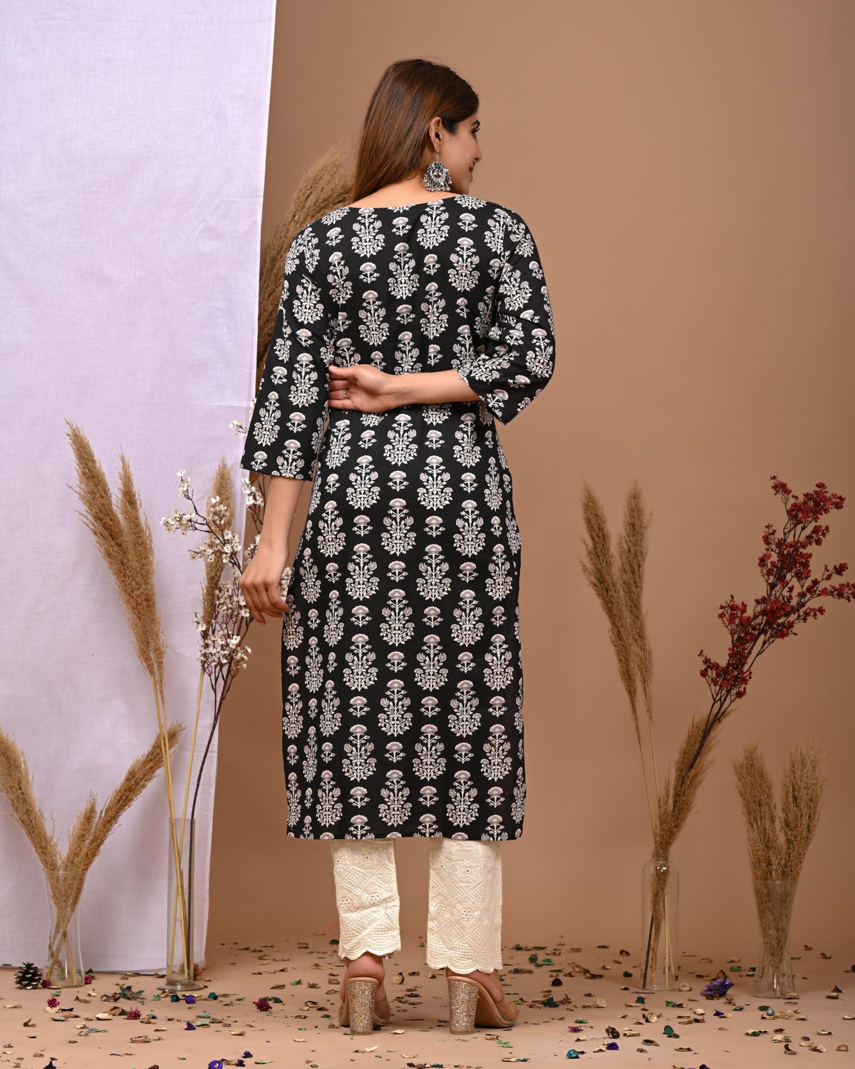 Rimeline Cotton Kurta for Women, Round Neck, Three Quarter Sleeves, Straight Fit Kurta (S-XXL) - packaging