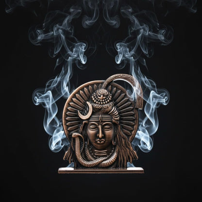 ringzinnie Lord Shiva Face Idol, Metal Figurine for Car Dashboard Home Temple Office Decor, Antique Style, Compact Showpiece 