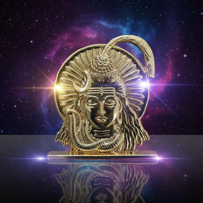 ringzinnie Lord Shiva Face Idol, Metal Figurine for Car Dashboard Home Temple Office Decor, Antique Style, Compact Showpiece 