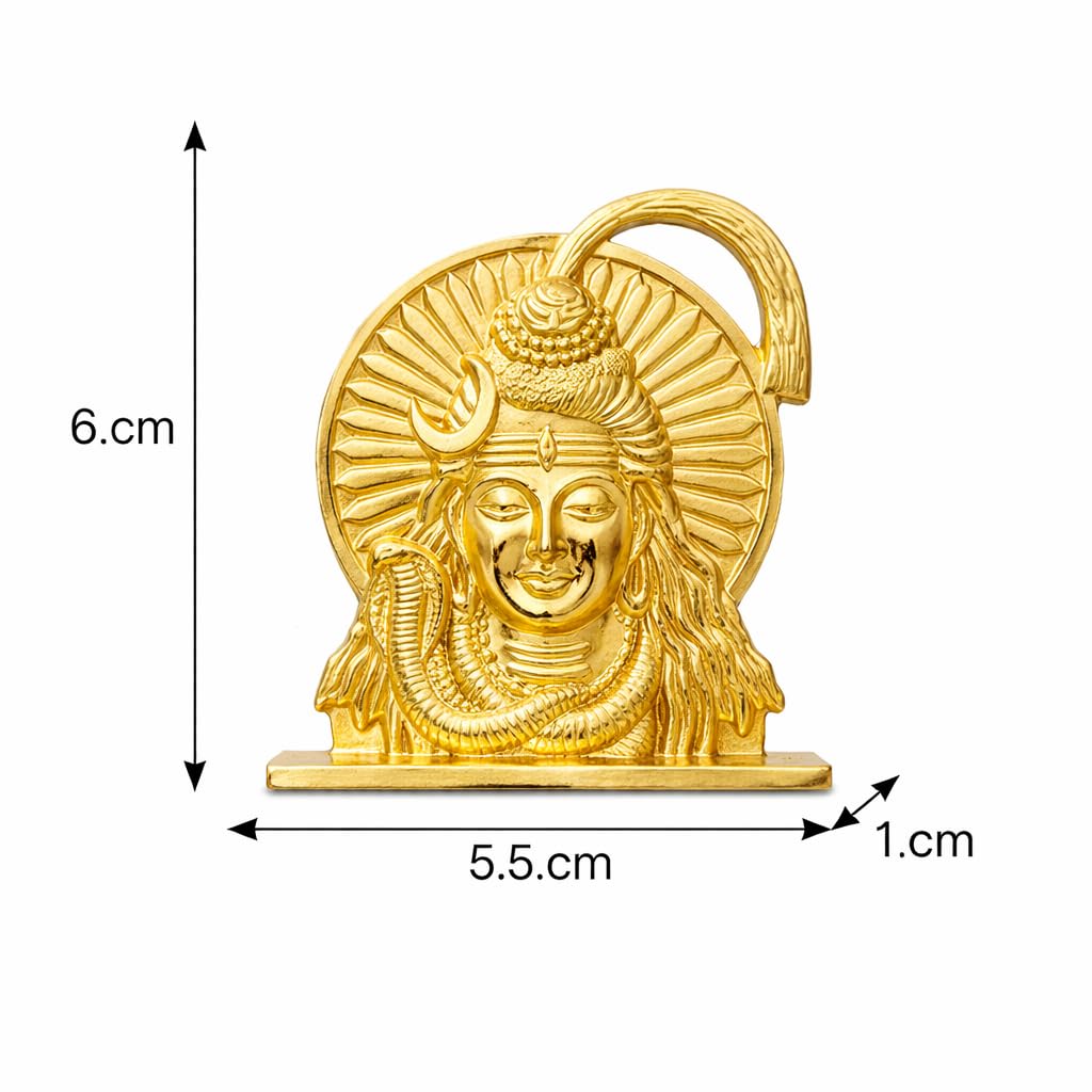 ringzinnie Lord Shiva Face Idol, Metal Figurine for Car Dashboard Home Temple Office Decor, Antique Style, Compact Showpiece 