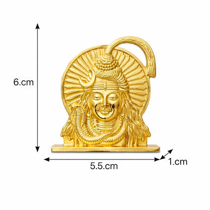 ringzinnie Lord Shiva Face Idol, Metal Figurine for Car Dashboard Home Temple Office Decor, Antique Style, Compact Showpiece 