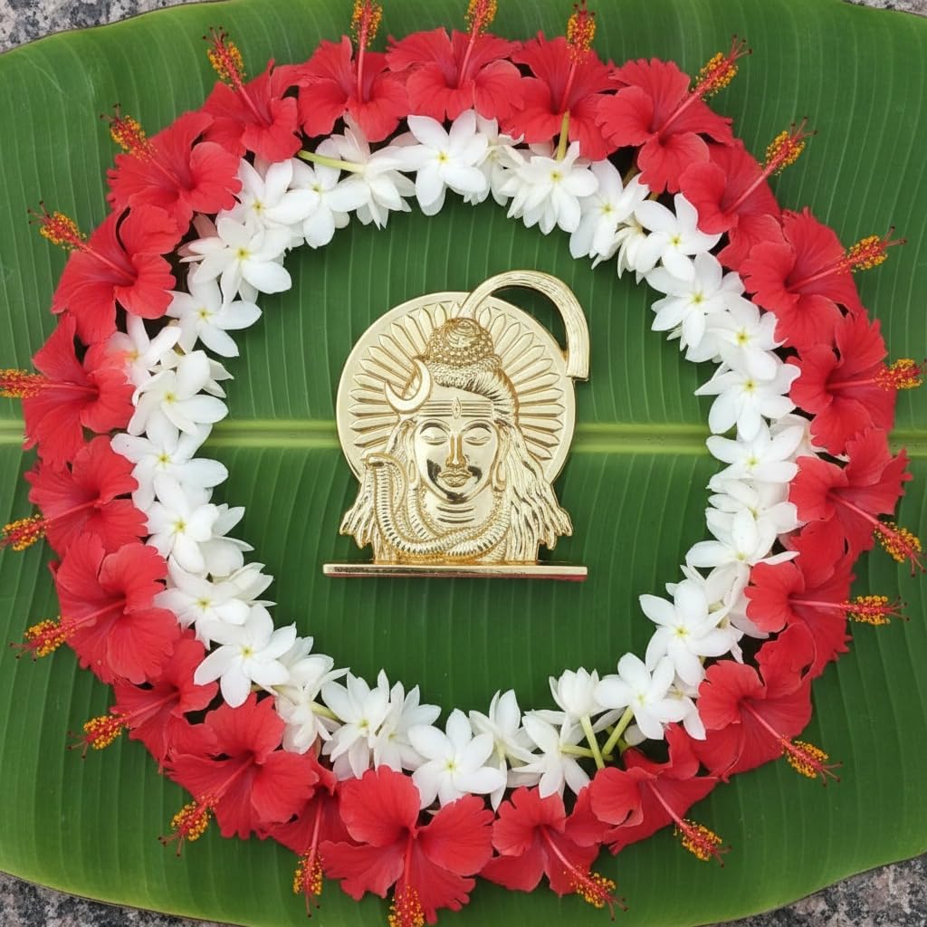 ringzinnie Lord Shiva Face Idol, Metal Figurine for Car Dashboard Home Temple Office Decor, Antique Style, Compact Showpiece 