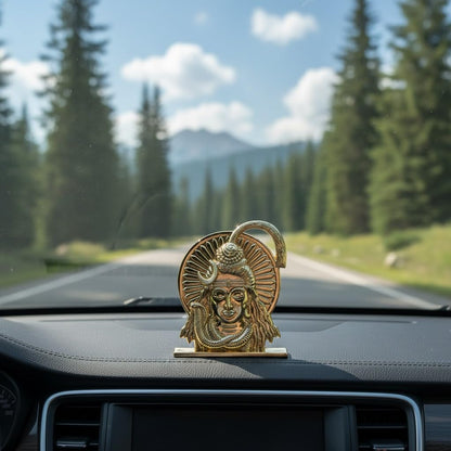 ringzinnie Lord Shiva Face Idol, Metal Figurine for Car Dashboard Home Temple Office Decor, Antique Style, Compact Showpiece 