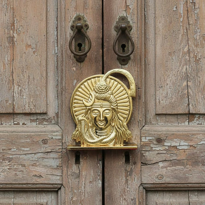 ringzinnie Lord Shiva Face Idol, Metal Figurine for Car Dashboard Home Temple Office Decor, Antique Style, Compact Showpiece 