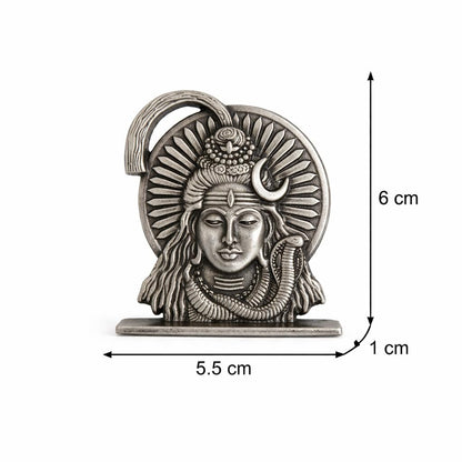 ringzinnie Lord Shiva Face Idol, Metal Figurine for Car Dashboard Home Temple Office Decor, Antique Style, Compact Showpiece 