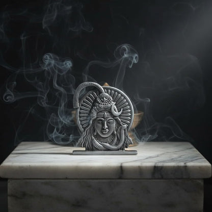 ringzinnie Lord Shiva Face Idol, Metal Figurine for Car Dashboard Home Temple Office Decor, Antique Style, Compact Showpiece 