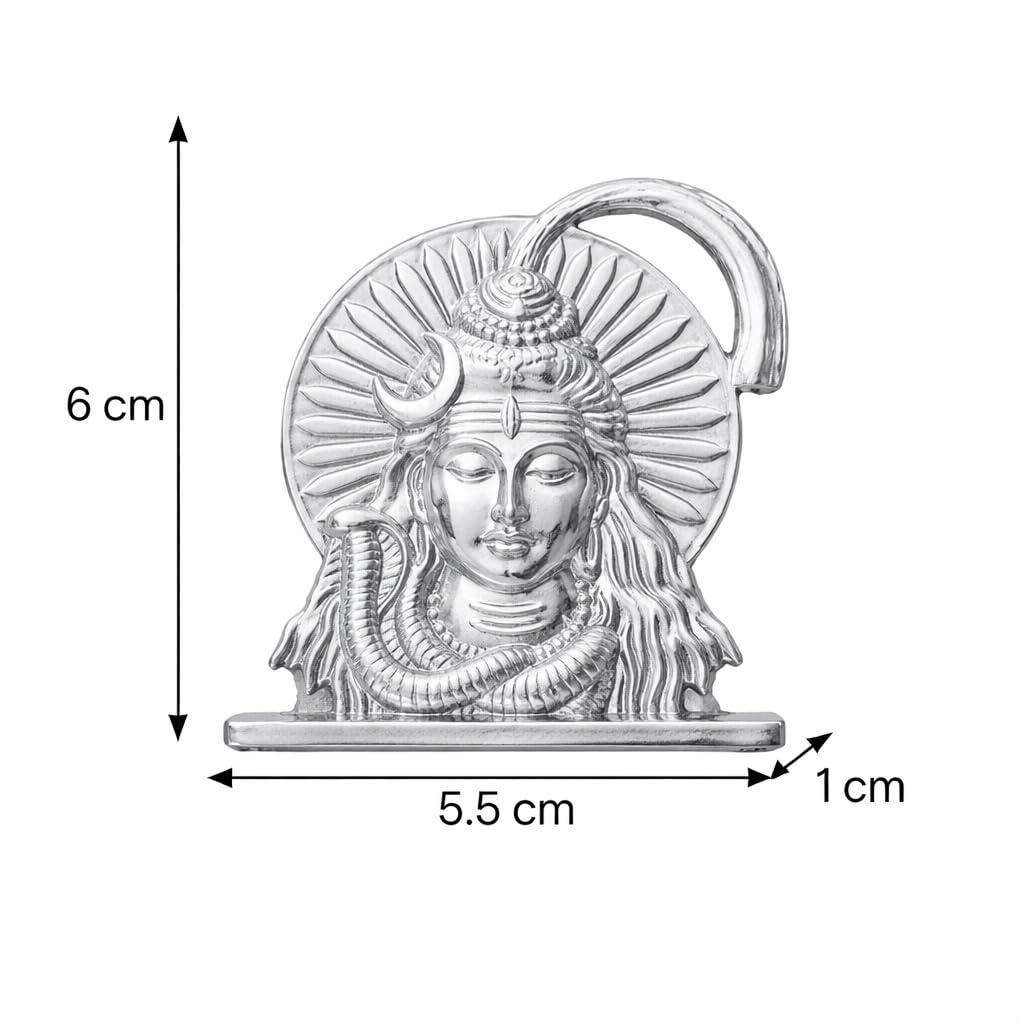 ringzinnie Lord Shiva Face Idol, Metal Figurine for Car Dashboard Home Temple Office Decor, Antique Style, Compact Showpiece 