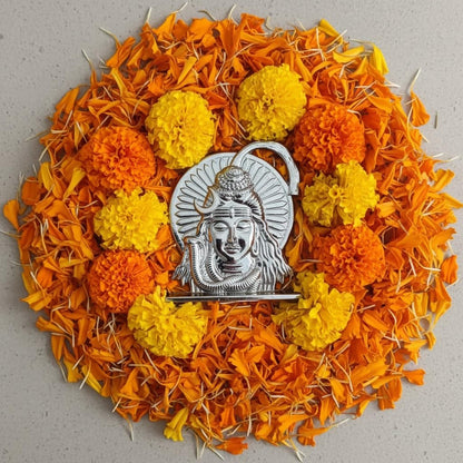 ringzinnie Lord Shiva Face Idol, Metal Figurine for Car Dashboard Home Temple Office Decor, Antique Style, Compact Showpiece 