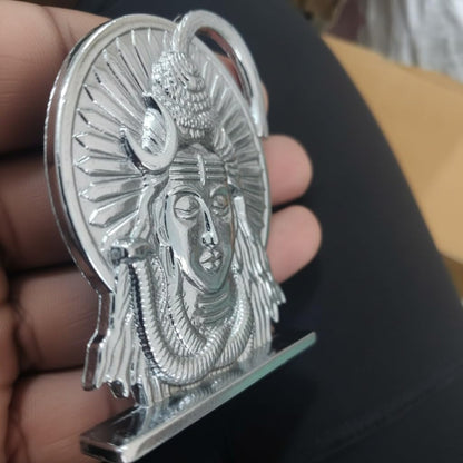 ringzinnie Lord Shiva Face Idol, Metal Figurine for Car Dashboard Home Temple Office Decor, Antique Style, Compact Showpiece 