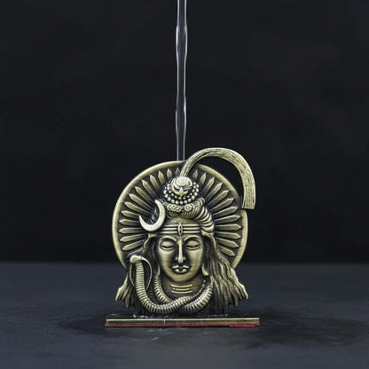 ringzinnie Lord Shiva Face Idol, Metal Figurine for Car Dashboard Home Temple Office Decor, Antique Style, Compact Showpiece 
