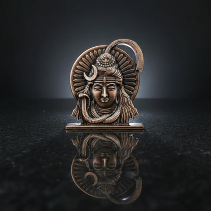 ringzinnie Lord Shiva Face Idol, Metal Figurine for Car Dashboard Home Temple Office Decor, Antique Style, Compact Showpiece 